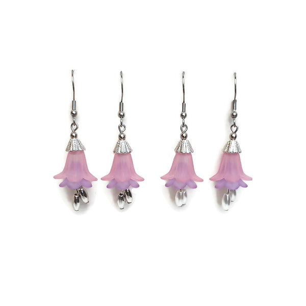 PINK and PURPLE FLOWER EARRINGS