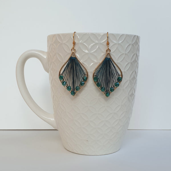 DEEP GREEN GOLDTONE DROP EARRINGS