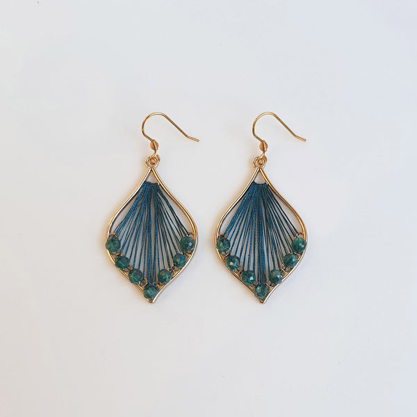 DEEP GREEN GOLDTONE DROP EARRINGS