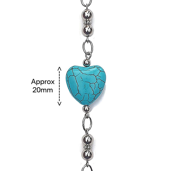 TURQUOISE HEART (Tarnish Resistant Stainless Chain)